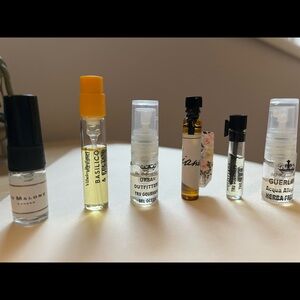 Variety of fragrance samples: Le Monde Gourmand, Jo Malone, Guerlain and more